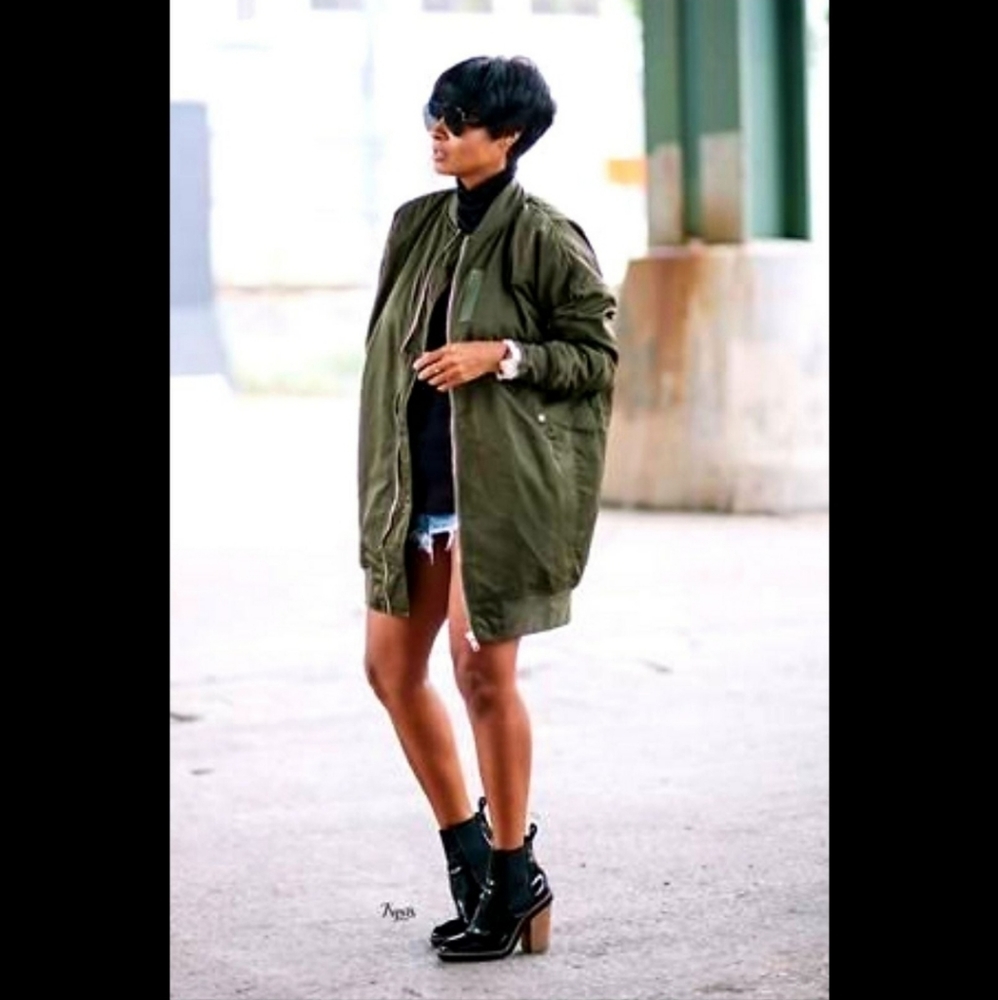 Oversized Longline Bomber Jacket